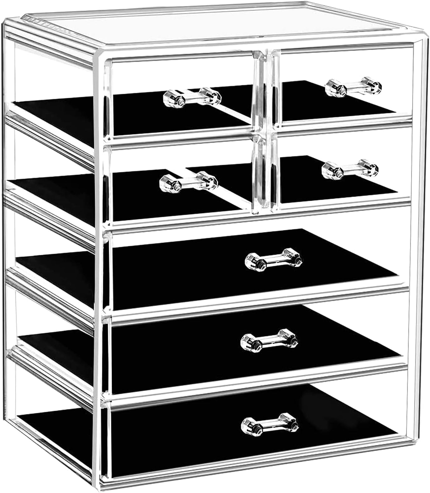 URMOMS Makeup Organizer Large Capacity Acrylic Makeup Storage Organizer Box with 7 Drawers for Jewerly and Lipstick, Cosmetic Display Cases for Bathroom Countertop and Dresser