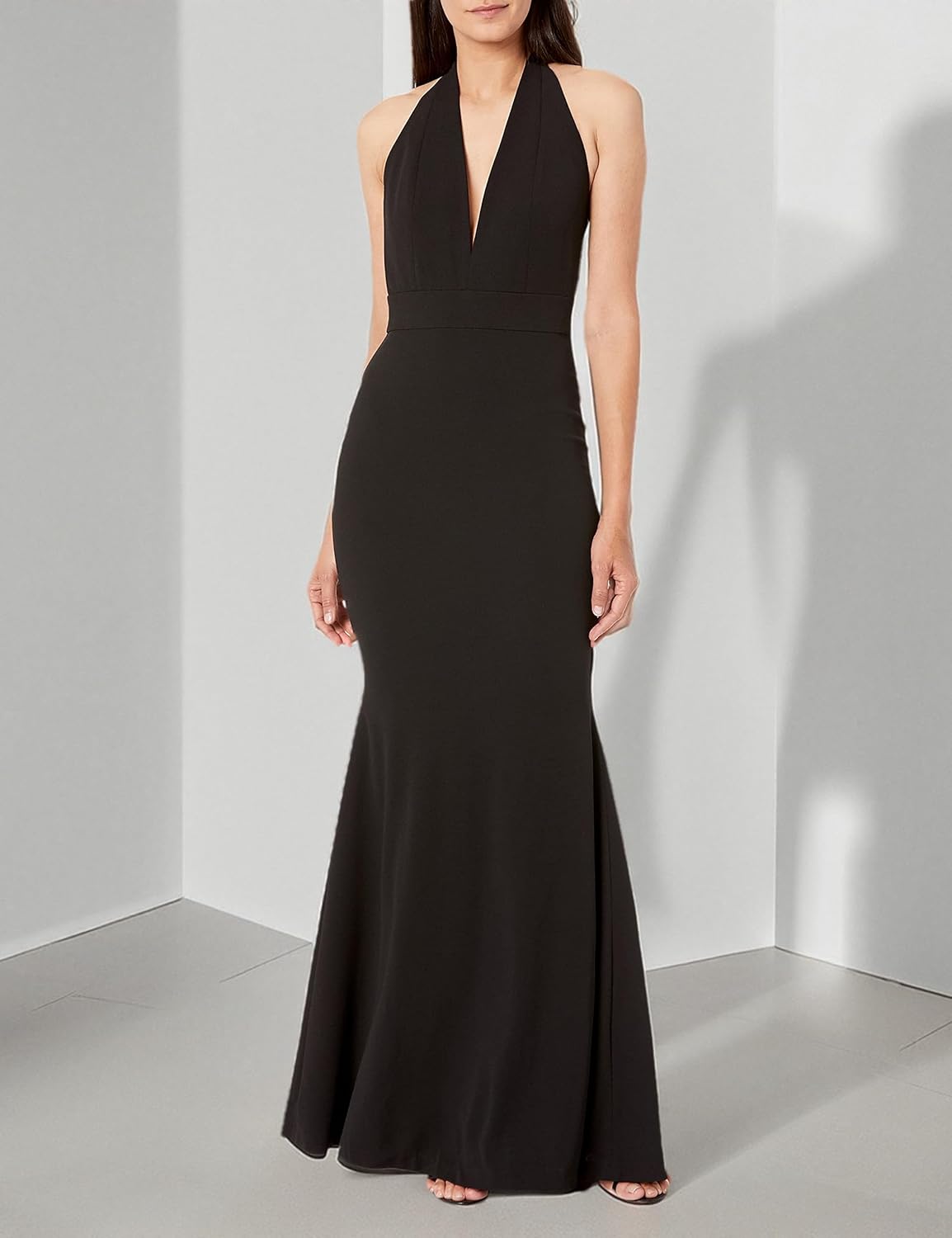 Dress The Population Womens Camden Sleeveless Halter Plunging Long Stretch Gown - Image 5