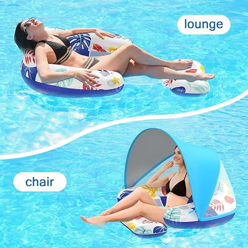 Miniatura 2 de LAYCOL Premium Adult Pool Float with Canopy - Floats for Pool Floating for Adults with Cup Holder - Beach Floating Pool Chair Adult Heavy Adult Pool