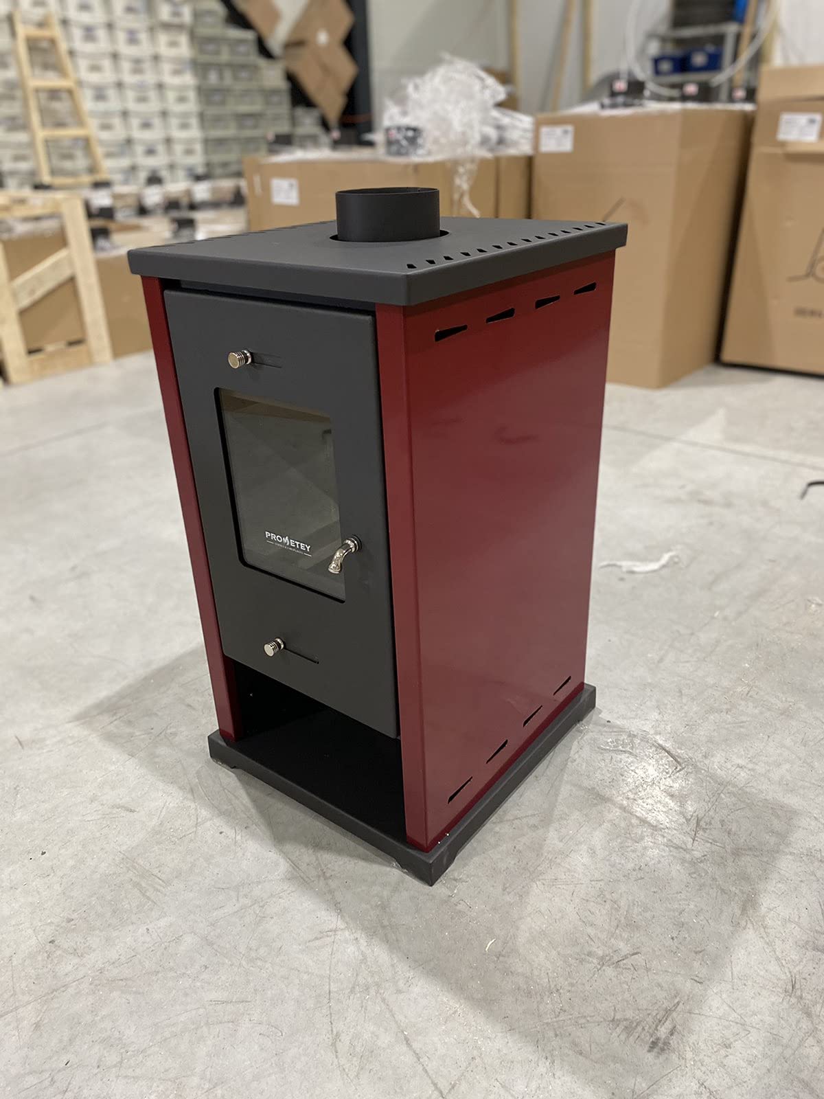 Prometey Mini poêle à bois 6,3 kW Rouge