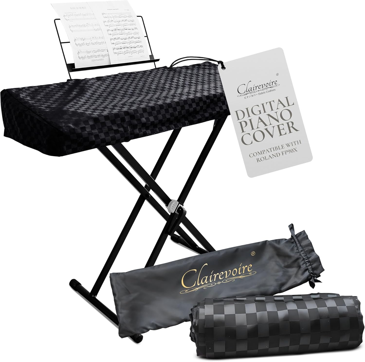 Clairevoire Digital Piano Cover, Piano Keyboard Covers -Protective for Roland Piano Covers FP Series, Durable and Waterproof Piano Keyboard Dust Cover, Piano Keyboard Case -Roland FP-90X Ebony Black