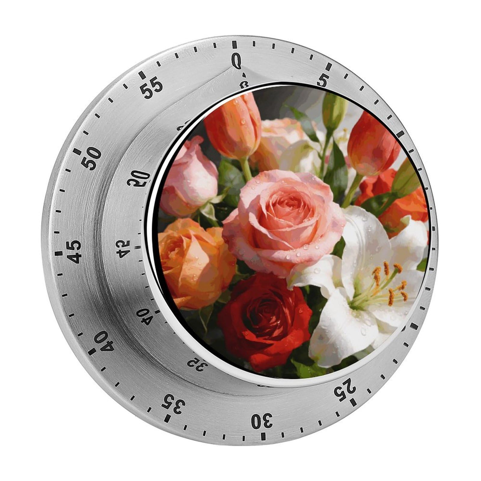 Morning Dew and Flame Timer Exquisite Stainless Steel Body Desk Visual Timer with Loud Alarm 60-Minute Mechanical Countdown Timers Magnetic Backing Cooking Kitchen Timers for Work