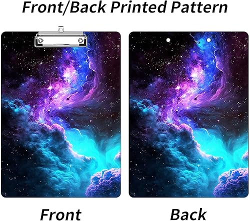 Miniatura 2 de Portapapeles de plástico con soporte para bolígrafo, portapapeles tamaño carta A4 con clip de perfil bajo y lazo para colgar, bonito portapapeles