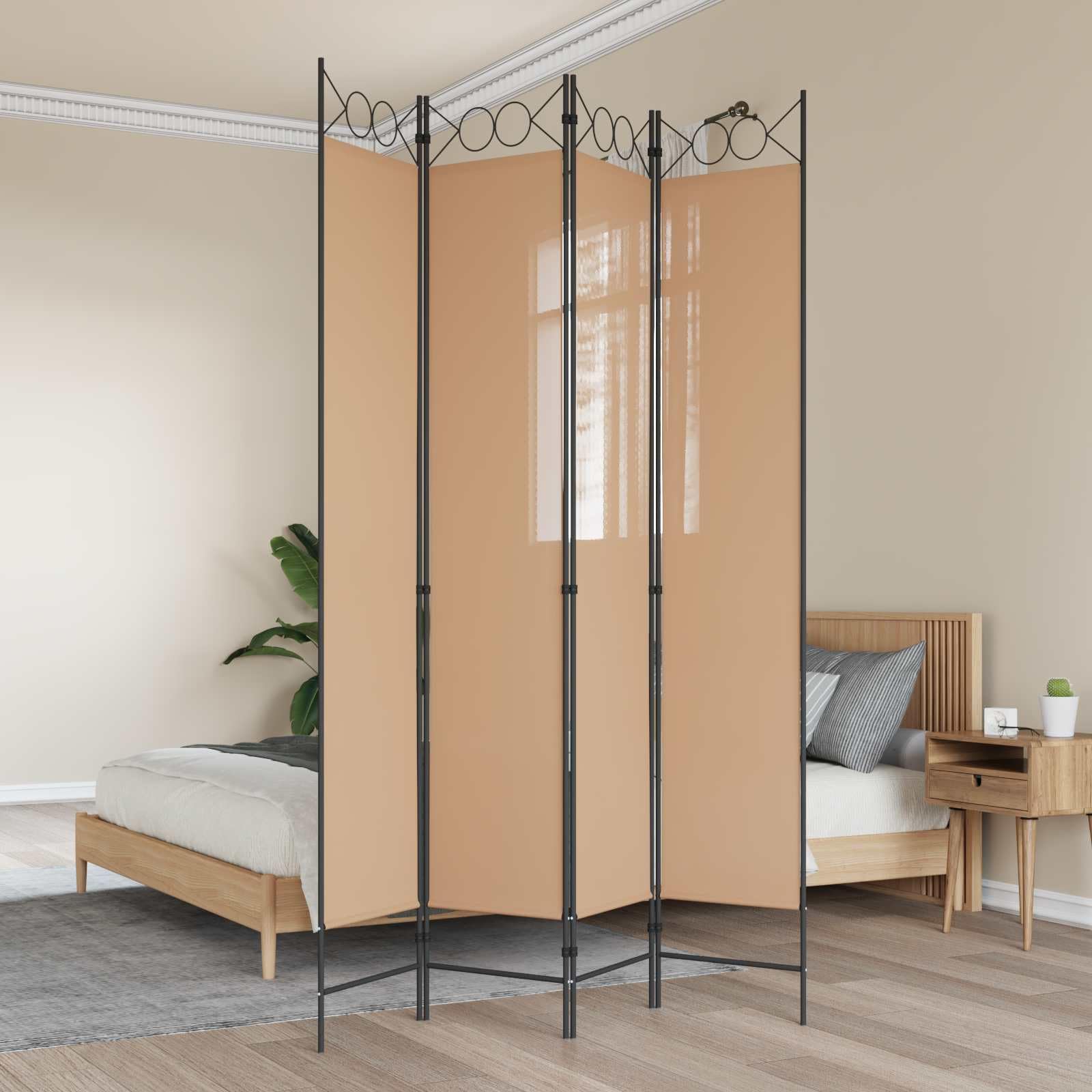 vidaXL Separador de habitación de 4 Paneles Beige 160 x 220 cm Tela
