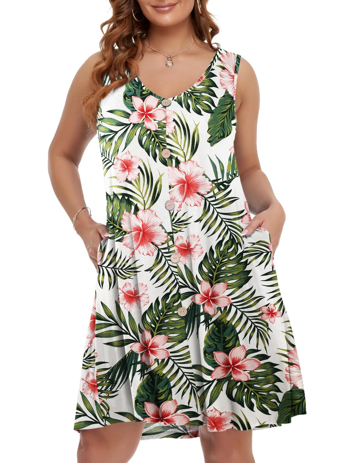 BELAROI Summer Dresses for Women Beach Tshirt Sundress V Neck Casual Swing Tank Dress Swimsuit Cover Ups Pockets