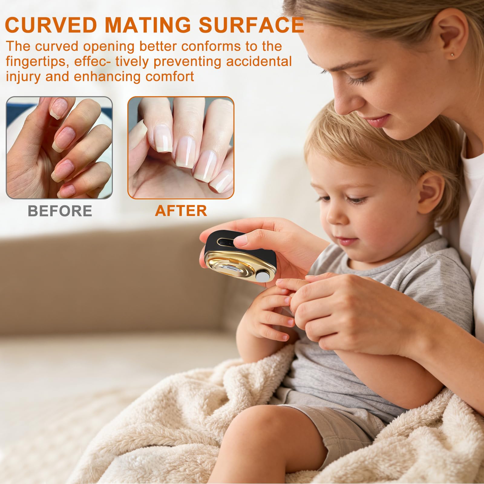 Cortaúñas Eléctrico, Cortaúñas Eléctrico 3 en 1, Corta Uñas Electrico Recargable USB Automático, Cortador de Uñas Pulido de luz LED, para Bebés, Niños, Personas Mayores y Adultos(Negro)