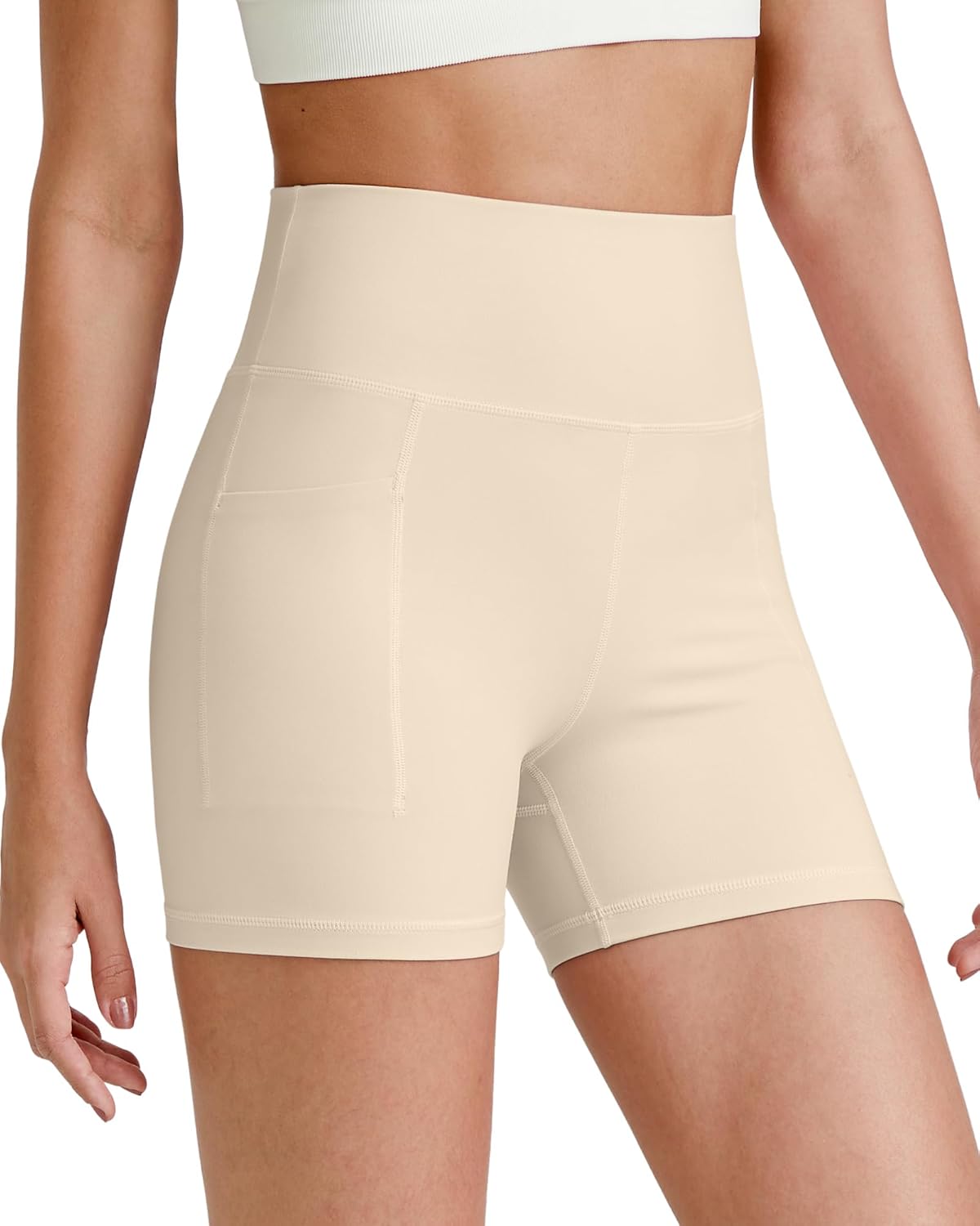 G4Free BareFeel Biker Shorts for Women with Pockets High Waisted Workout Athletic Gym Legging Shorts 4"/6"