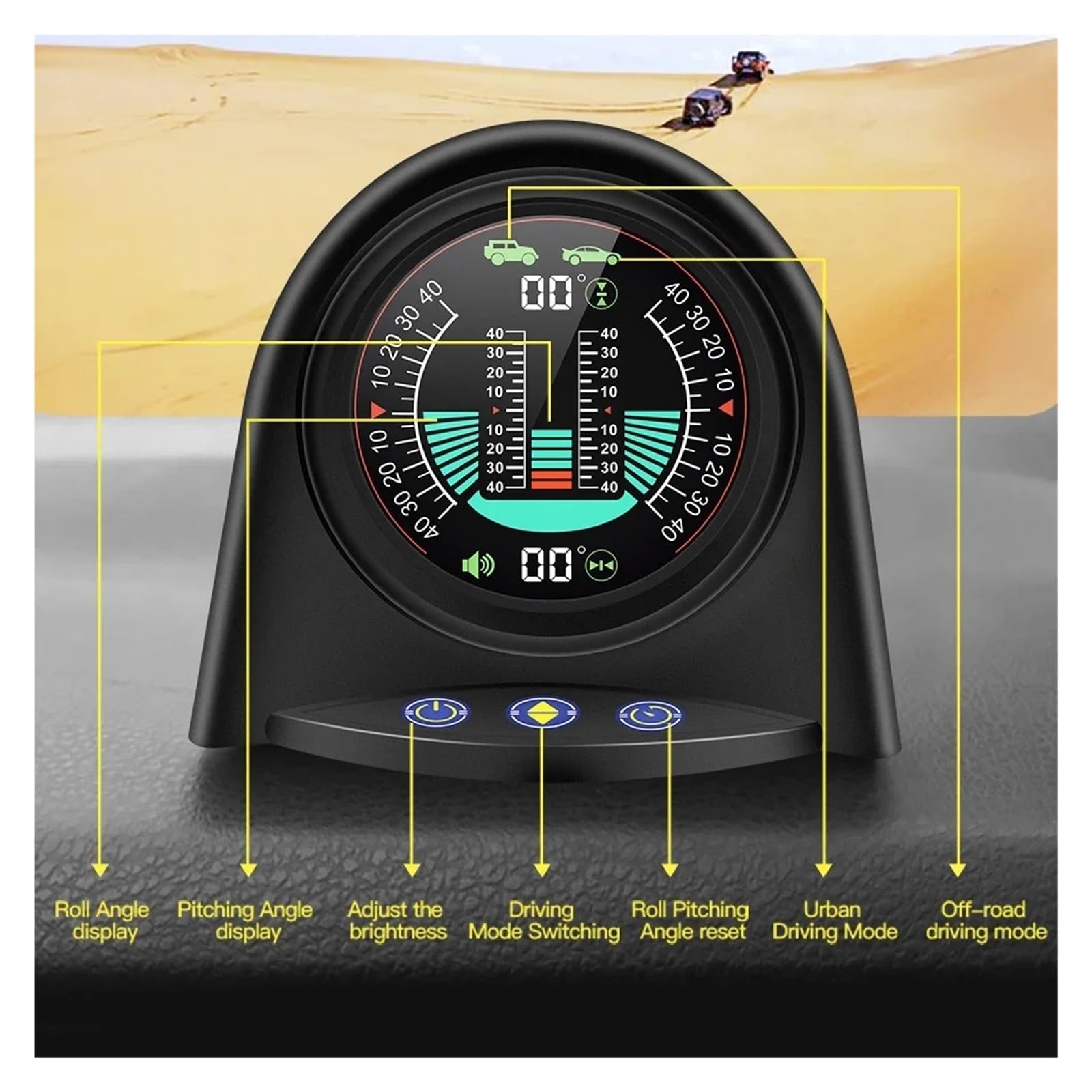 Medidor De Inclinación Del Coche X94 GPS, Inclinómetro Digital, Pantalla Frontal Hacia Arriba, Alarma Segura, Clinómetro De Ángulo De Paso For Vehículo Todoterreno 4X4 para todos los vehículos