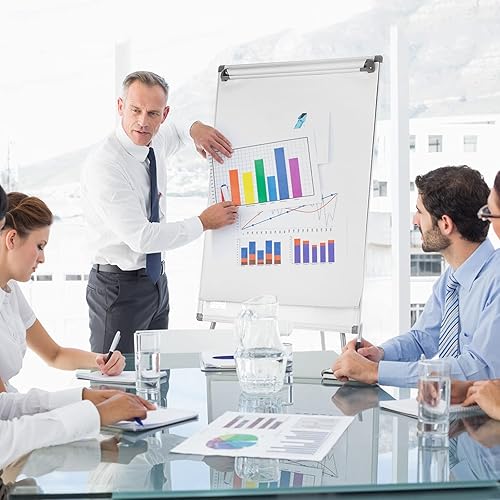 Miniatura 6 de MAKELLO Caballete de rotafolio, pizarra magnética de borrado en seco con soporte para oficina, aula, escuela en casa, brazos extendidos y altura