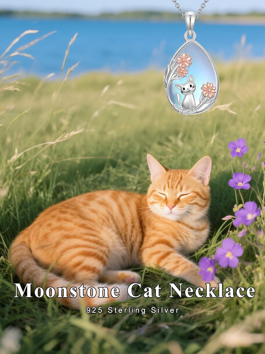 Animal Moonstone Necklace 925 Sterling Silver Fox/Cat/Butterfly/Dragonfly Pendant Necklace Animal Lovers Gifts - Image 6