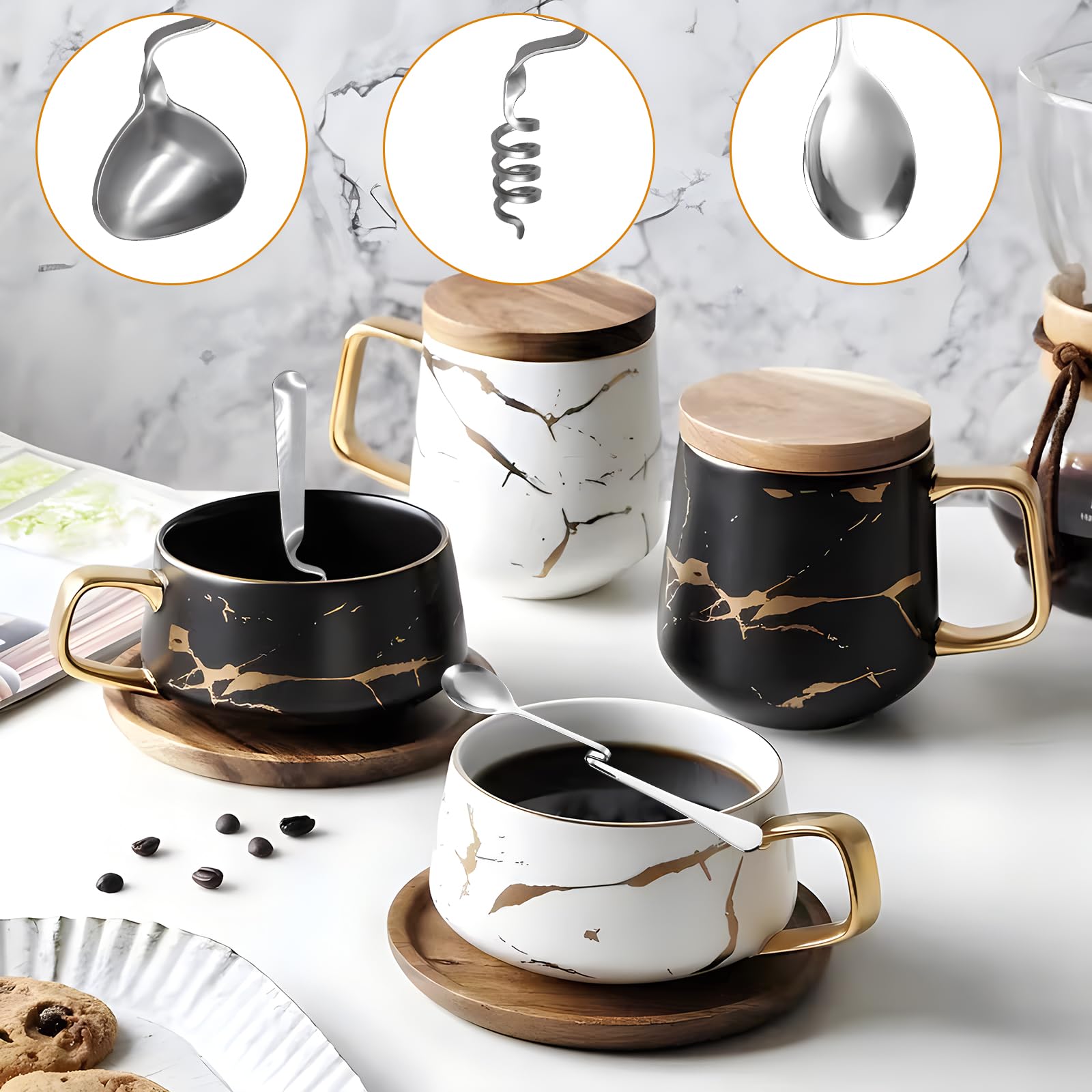 Set Di 6 Cucchiai Per Miele E Marmellata In Acciaio Inox - Design A Spirale E Sospeso | Per Yogurt, Caffè E Dessert - Foto 7