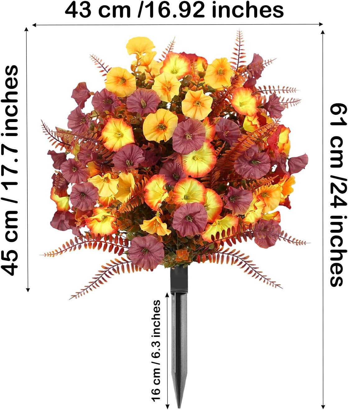 2 Pack 24" Fall Artificial Flower Ball Topiary Trees with Ground Stakes, UV Resistant Faux Mums Floral Balls for Front Porch Planters, Garden, Pathway, Yard, Harvest & Thanksgiving Decor image 4