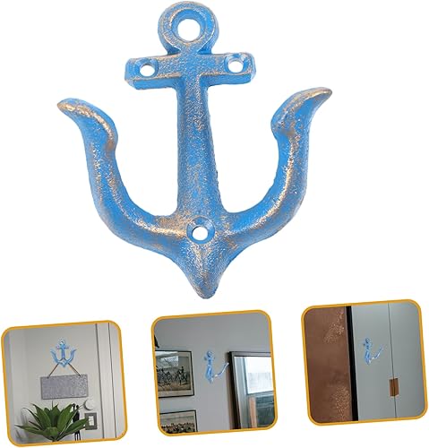 Miniatura 9 de VICASKY Ganchos de metal para colgar en la pared, ganchos de hierro con ancla vintage, ganchos de pared náuticos, ganchos de pared para abrigos de