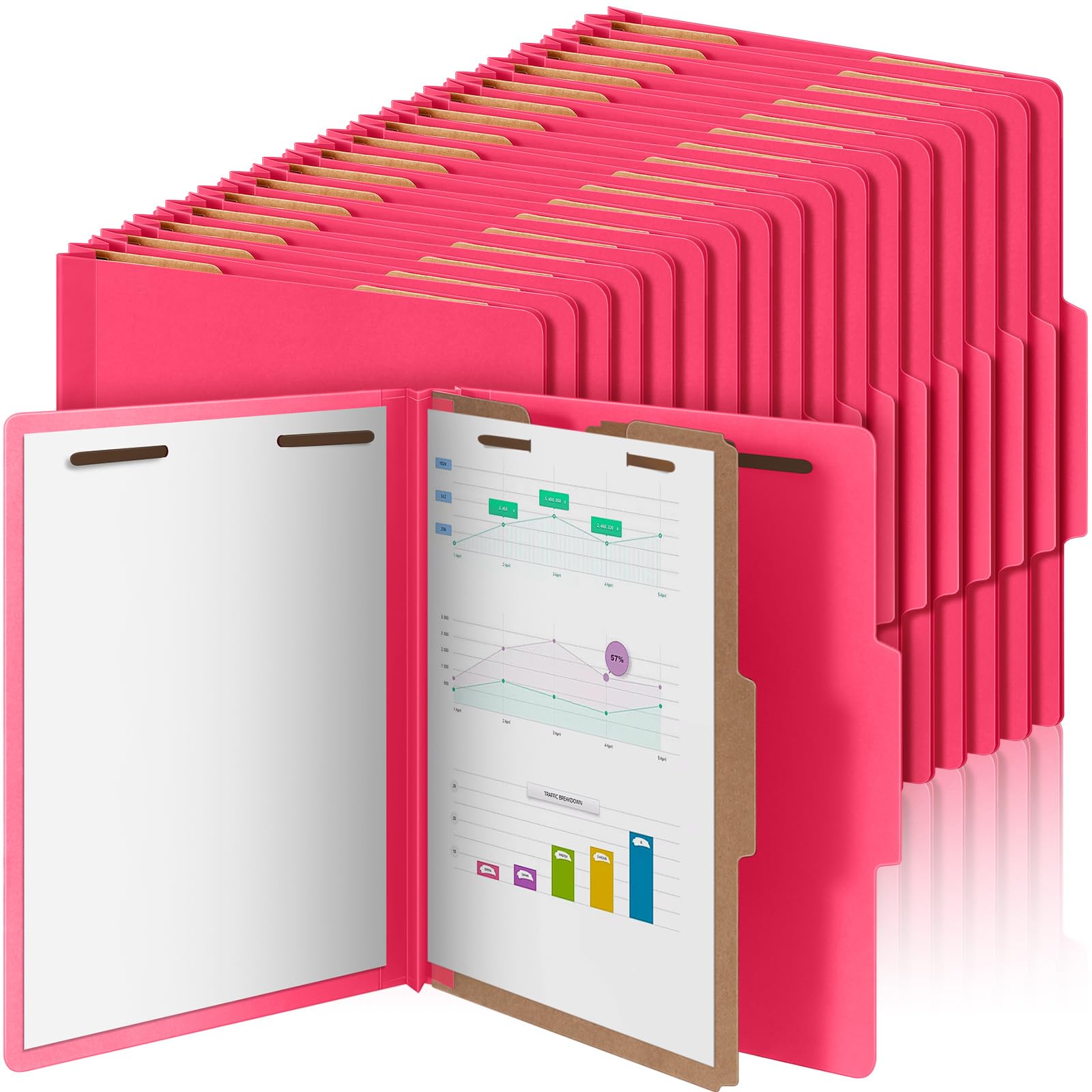 AmazingSpark 60 Pcs 1 Divider Classification Folders Bulk, Rose Pink