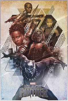 POSTER STOP ONLINE Black Panther - Marvel Movie Poster Print Character Collage Size 24" x 36" Laminated Poster