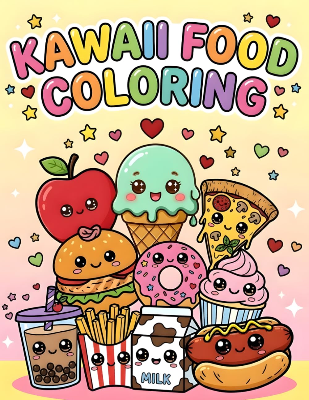Kawaii Food Coloring: Super Cute and Easy Coloring Pages for Kids Aged 4-10