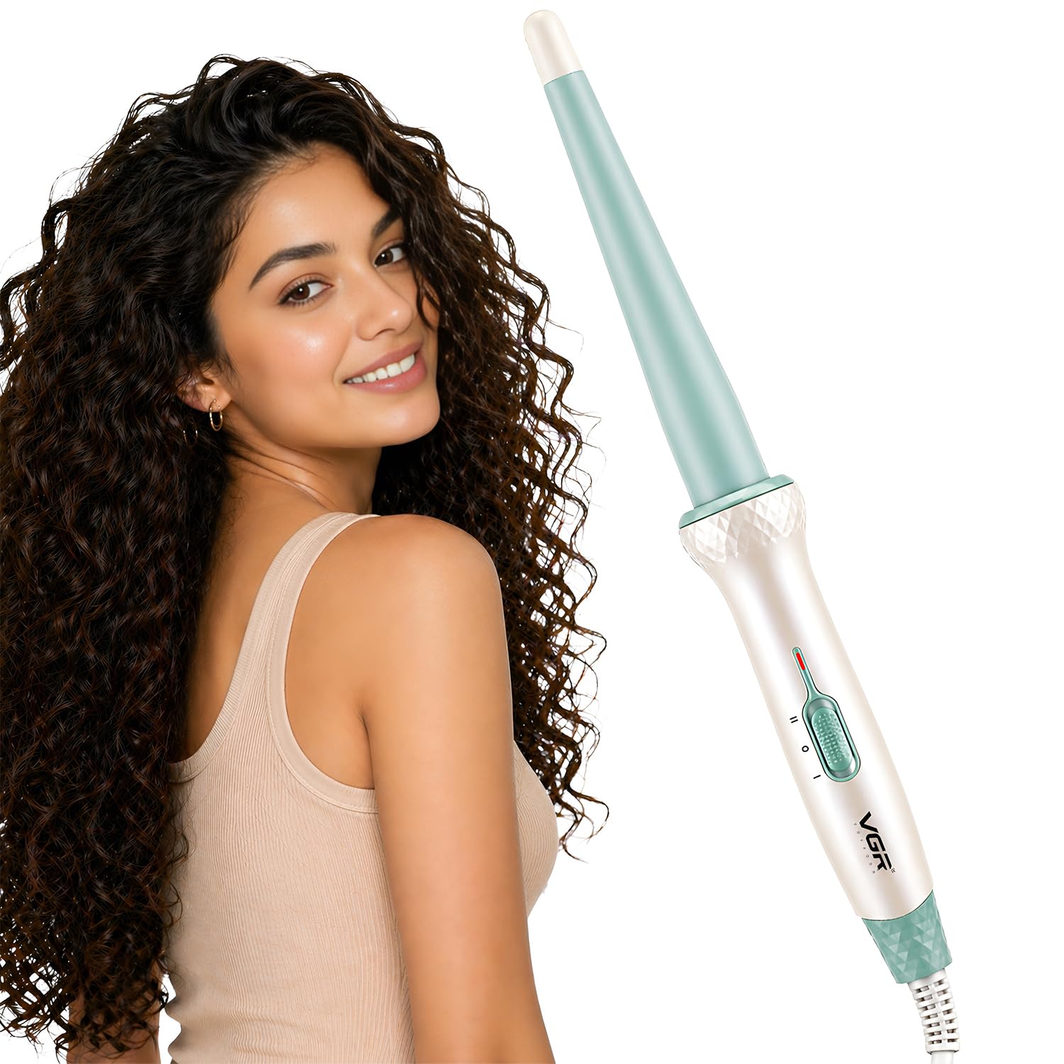 VGR V-596 Professional Electric Hair Curling Wand | Stylish Hair Styling Professional Hair Curler with 200° C Max Heat Setting - White-picture-11