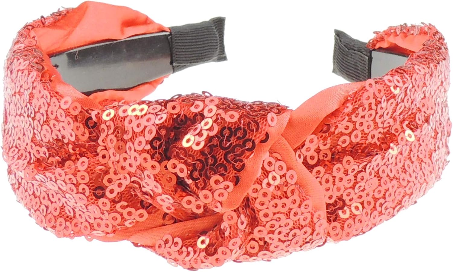 Ladies Sparkly Sequin Covered Evening Party Top Knot Headband Alice Band (Red)