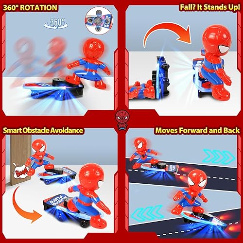 Miniatura 3 de DUEMZETO Scooter eléctrico seguro de 360 con música, luces LED y evitar obstáculos, juguete de bicicleta de equilibrio de dibujos animados, patineta