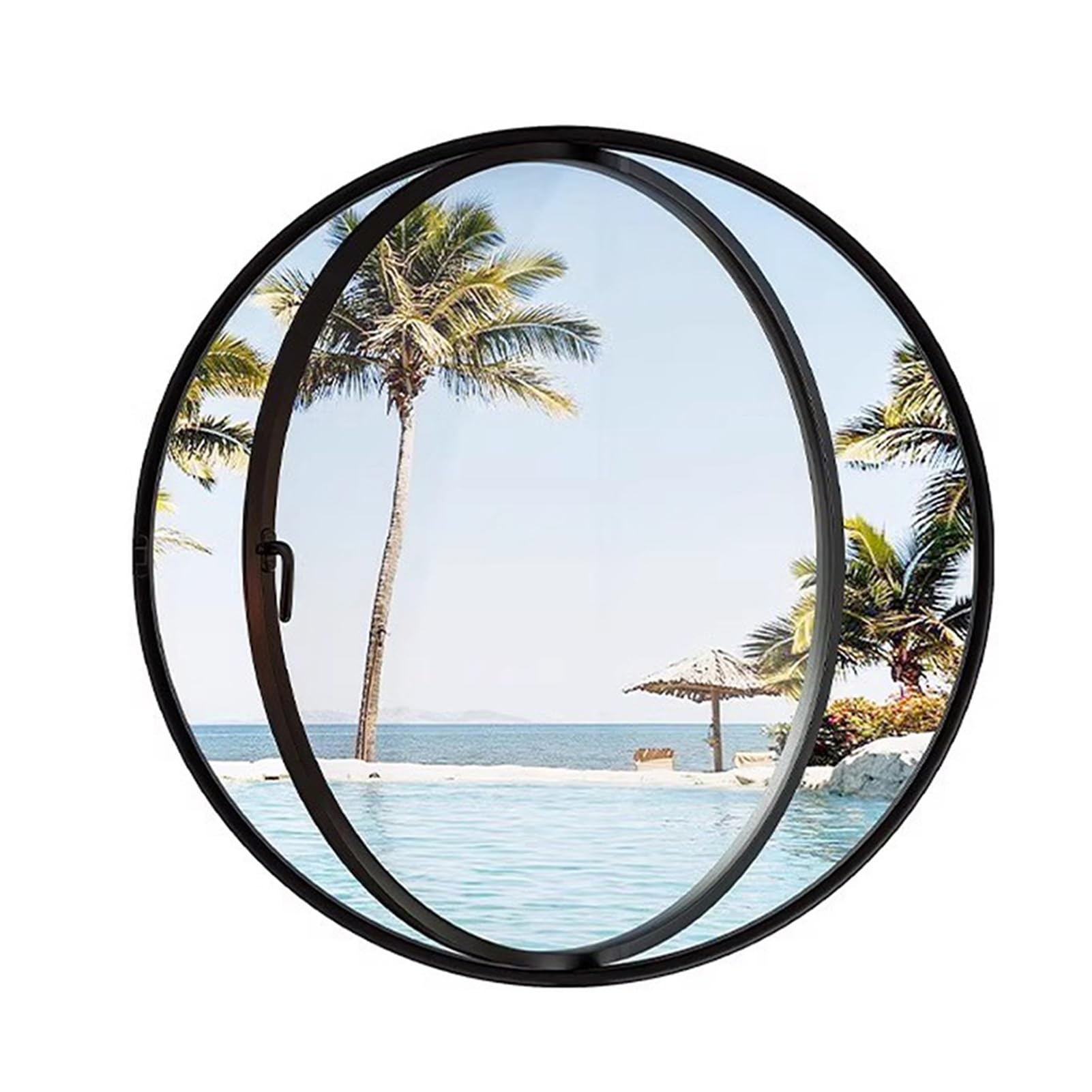 Cyhtym Black Transparent Glass Round Rotating Tempered Glass Windows - 360° Rotatable Ventilation Windows, Home Decoration Replacement Porthole Window(,100Cm)