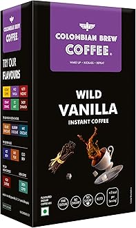 Colombian Brew Vanilla Instant Coffee Powder, No Sugar, 20 Sachets