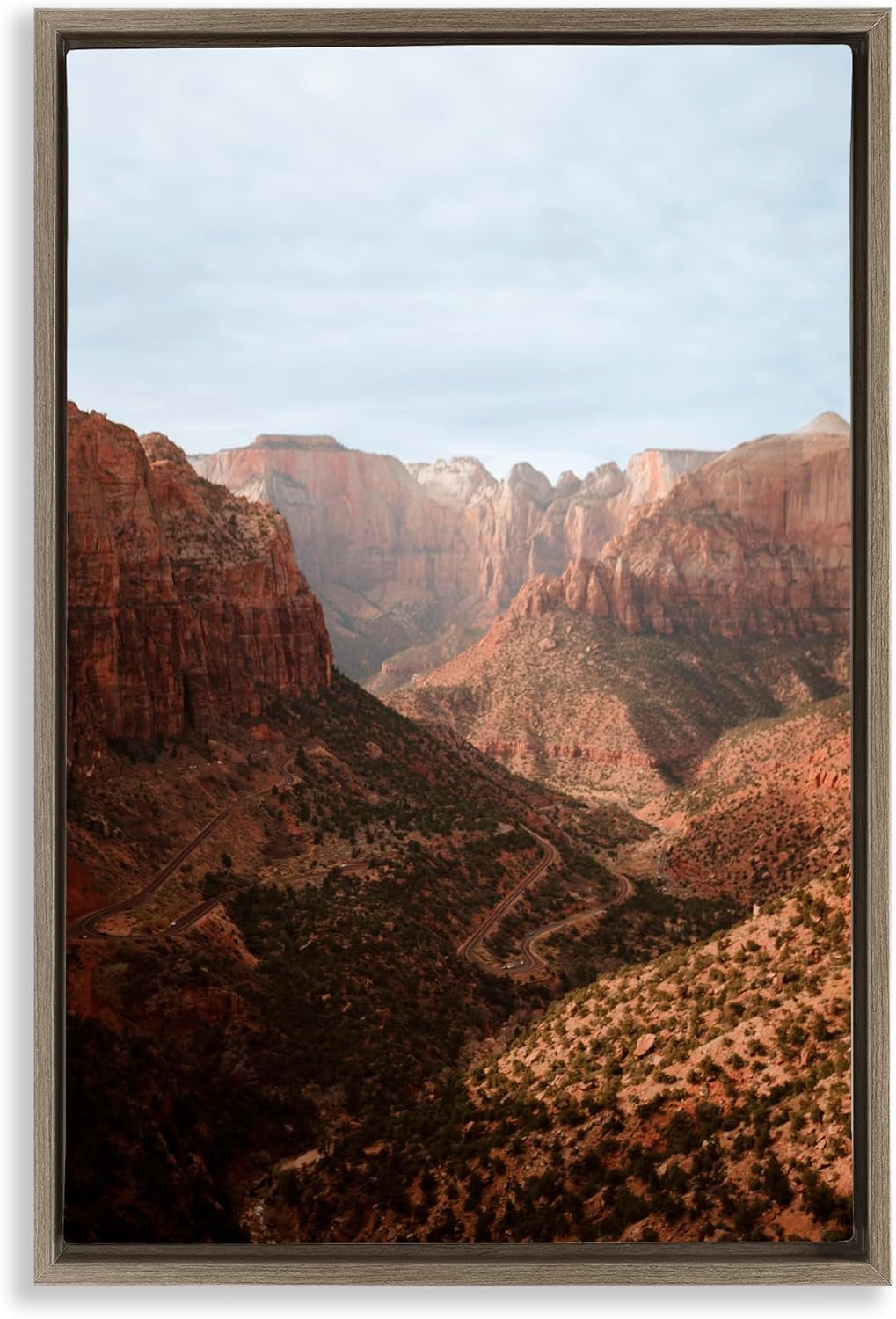 Stupell Industries Vast Canyon Zion Park Brown Framed Floater Canvas Wall Art, design by Jade Sharp Photo, 31 x 21