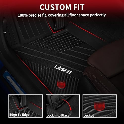 Miniatura 3 de LASFIT - Tapetes de suelo de auto, accesorios para sedán, ajuste personalizado, de TPE, para todo tipo de clima, para 1 y 2 fila de asientos, juego