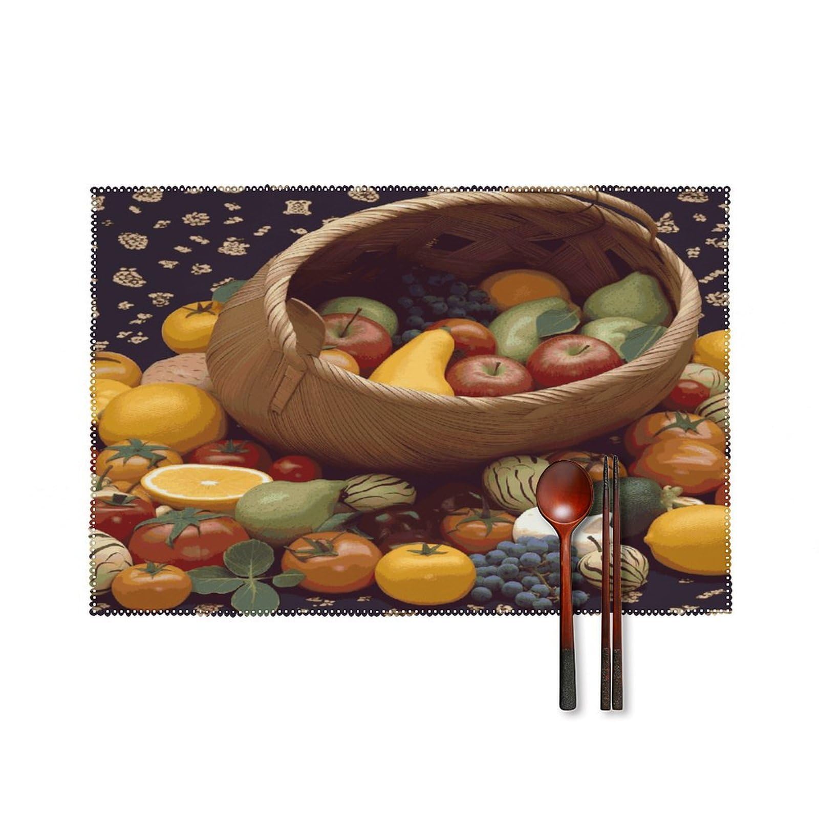 Fekiloot Style Fruits Basket Placemats Set Of 6,Table Mat