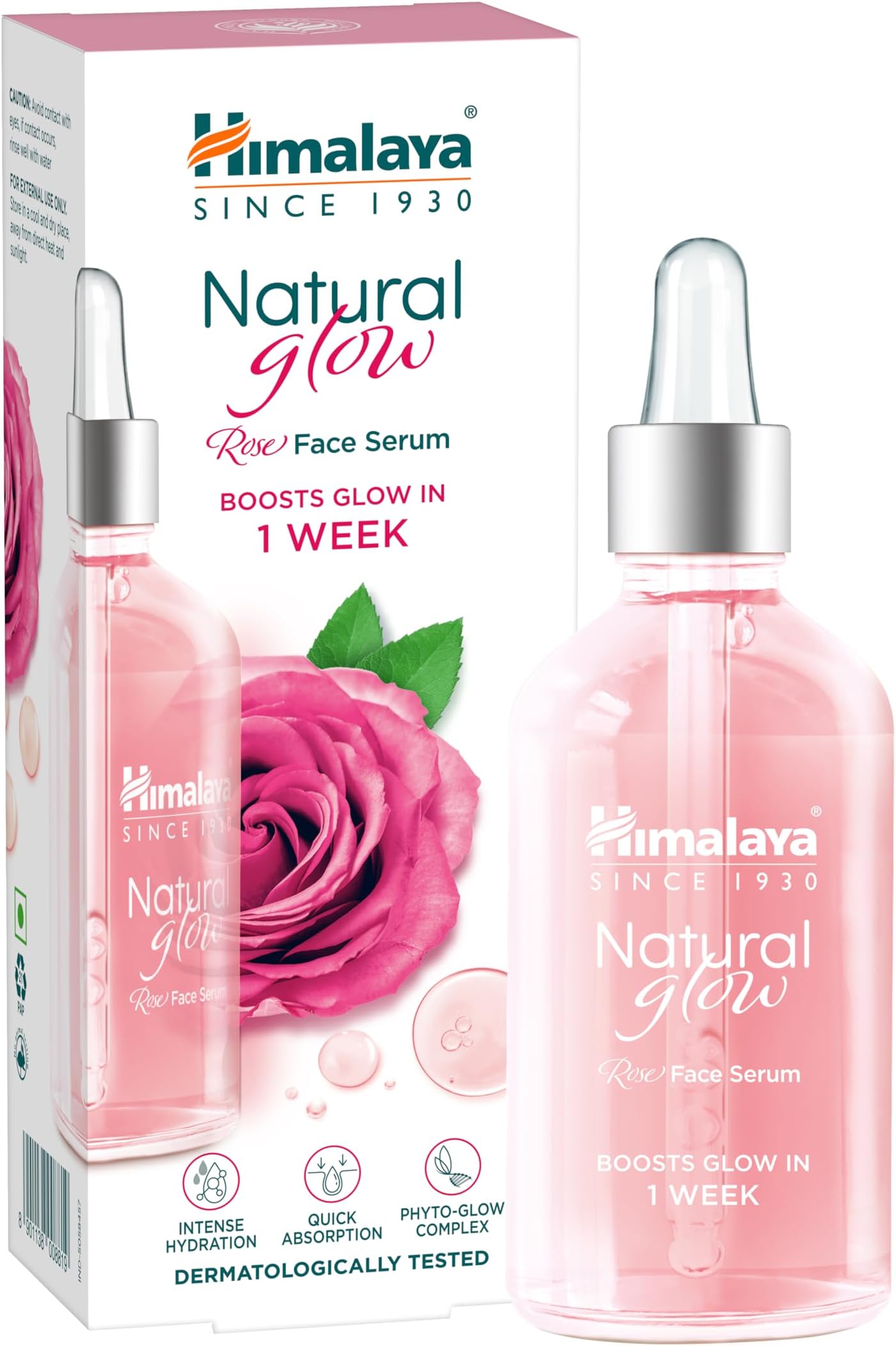 Natural Glow Rose Face Serum I 5% Pure Rose Extract & Naturally Derived Hyaluronic Acid | Boosts Skin Glow in 1 Week I 30 ml