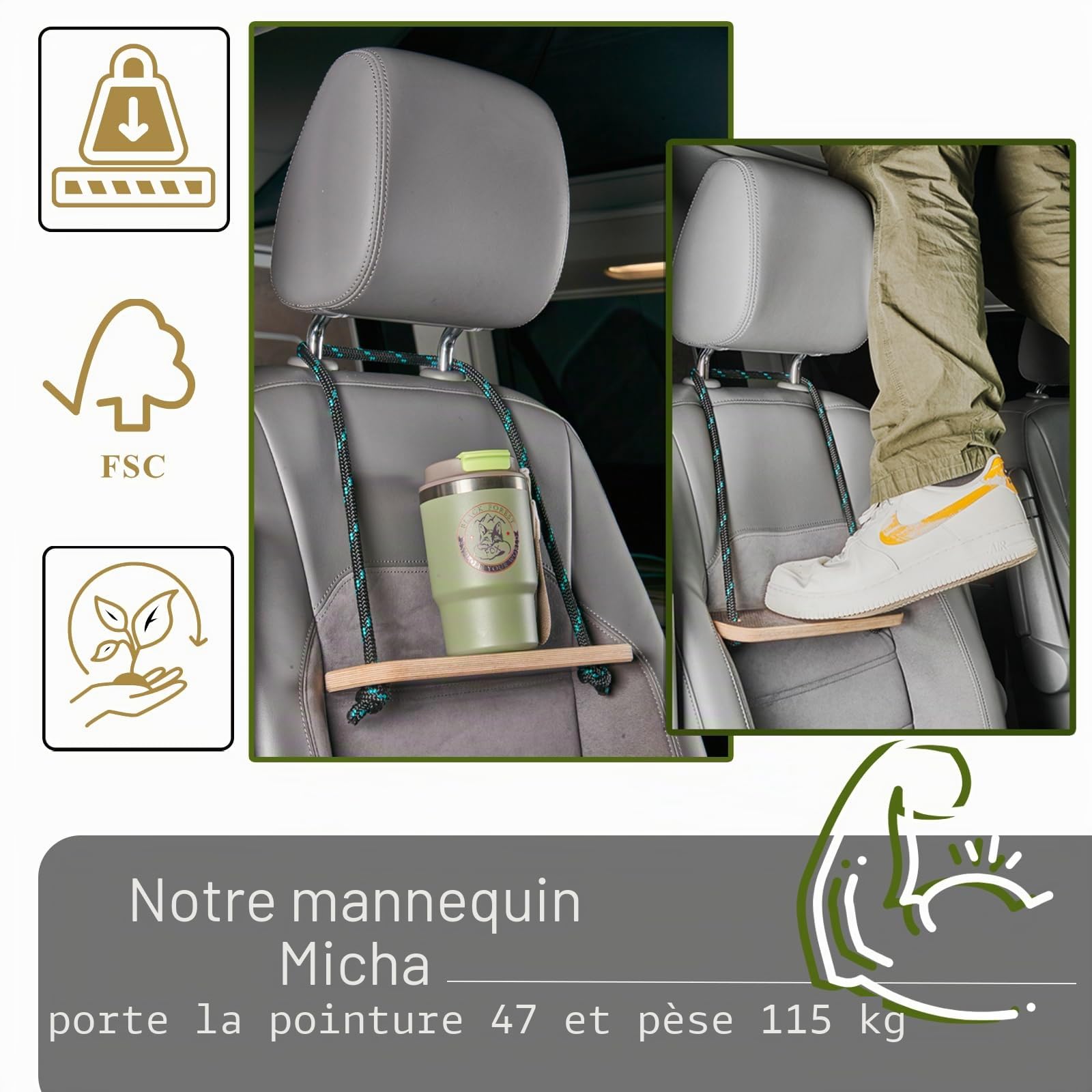 HOLZI, marchepied pour Toit relevable Compatible VW California Beach, Mercedes-Benz Marco Polo, avec Support Tablette (Aide à la montée Holzi)