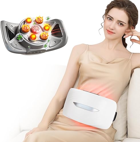 Cinturón de masaje inteligente con calefacción, masajeador de amasamiento multifunción con terapia de luz roja, masaje de piedra natural para