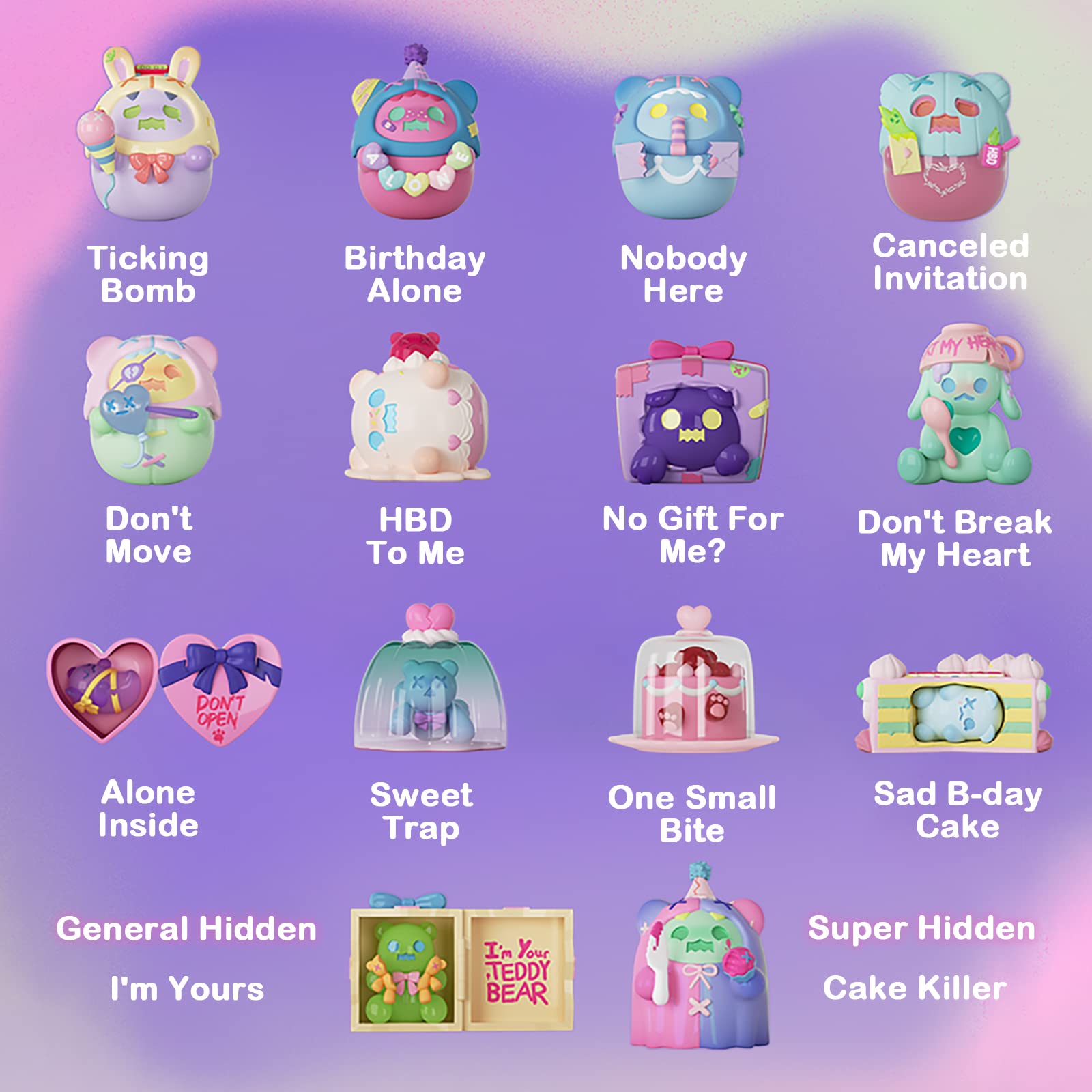 BEEMAI Ghost Bear Birthday Alone Series 1PC Random Design Cute Figures Collectible Toys Birthday Gifts