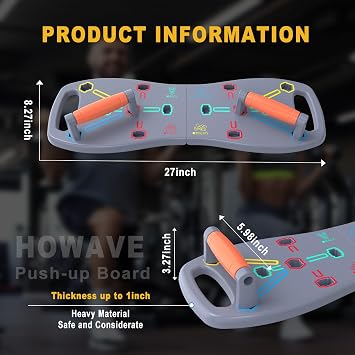 HOTWAVE Push Up Board, Portable Pushup Board for Men, Foldable Push Up Bar