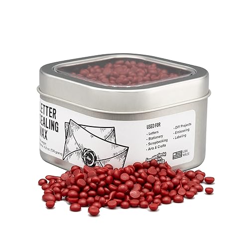 Blended Waxes, Inc. - Cera de sellado de letras  Cuentas de cera  Se adhiere al papel, metal, plástico y vidrio  4.8 onzas (rojo)