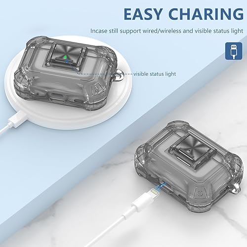 Miniatura 5 de Funda transparente para AirPods Pro de 2 generación con clip de bloqueo seguro, protección completa contra caídas, material de TPU suave de alta