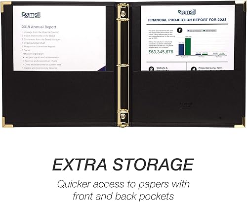 Miniatura 4 de Samsill Classic Collection carpeta de 3 aros, presentación ejecutiva, aros redondos de latón de media pulgada (capacidad de 125 hojas), negro,