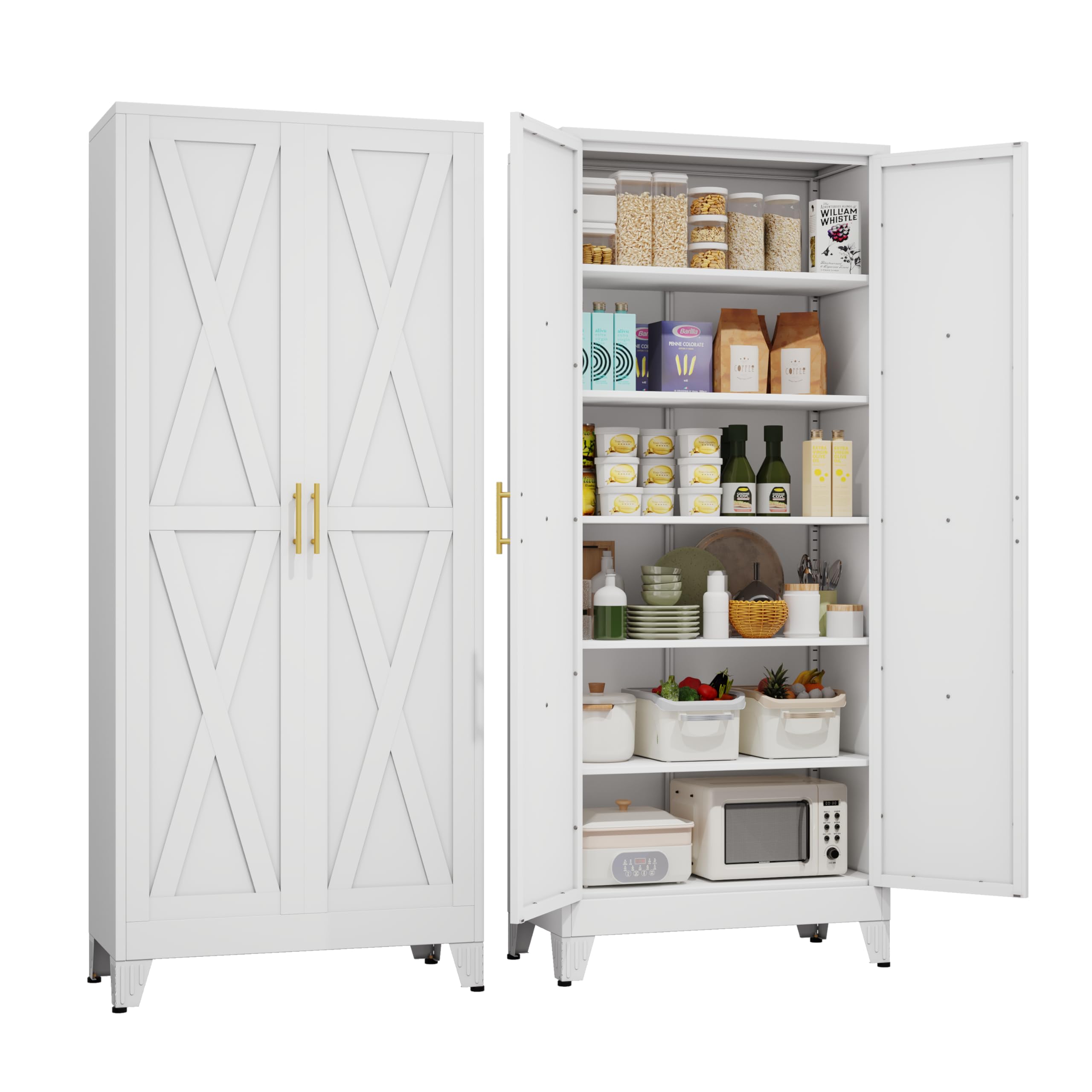 Lusiwry Tall Metal Pantry Cabinet