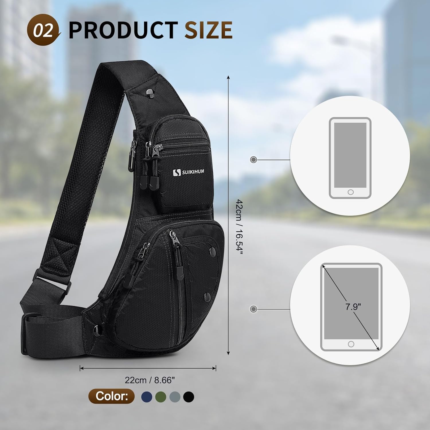 Sling Backpacks for Men Women, Sling Chest Bag Shoulder Crossbody Bags for Casual Outdoor Travel, Black - Image 3