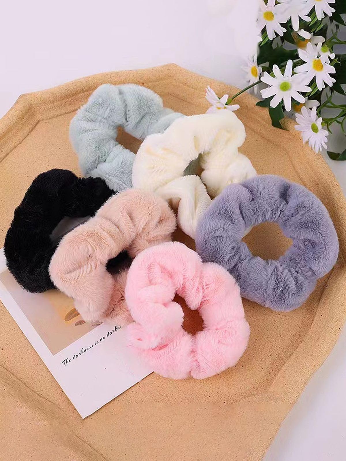 Hair Sparkles Velvet Hair Scrunchies, Microfiber Towel Fur Bands for Winter, Large Size, 6 Pieces for Girls & Wome's-image-43
