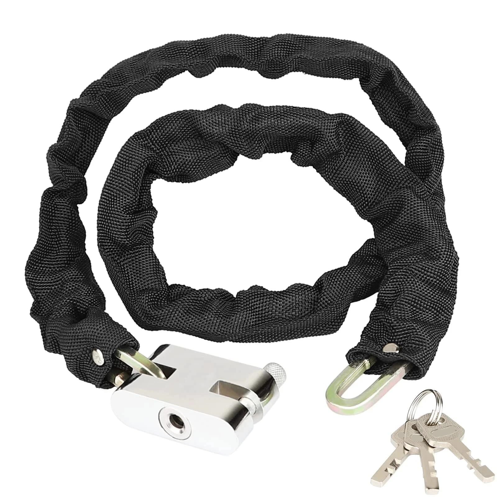 Genérico Compatible con candado de Cadena Resistente de 6 pies. | Kit candado de cadena larga con 3 llaves for seguridad en bicicleta