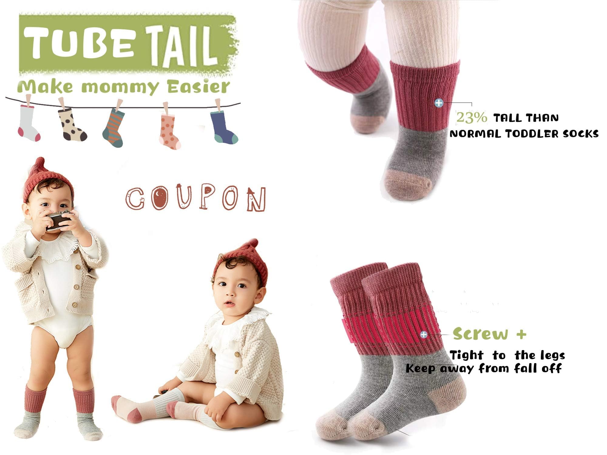 TTIZZY unisex-baby socken - gekämmte baumwolle crew socken