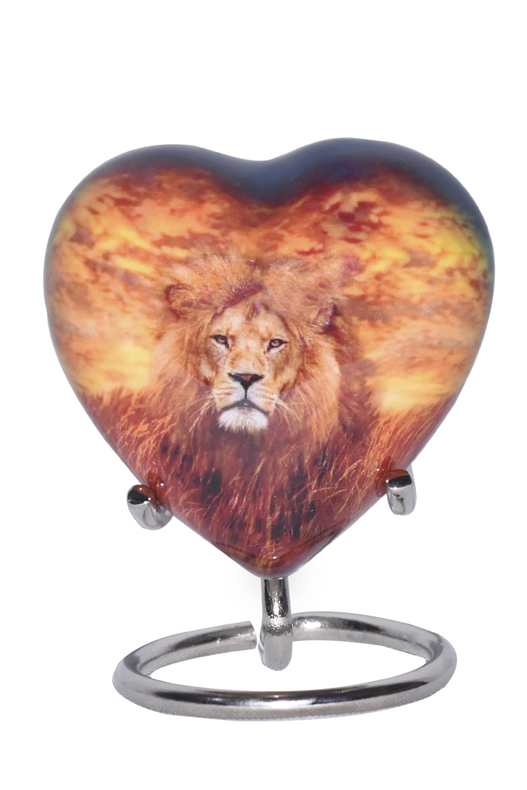 Bold & Divine Lion Heart Keepsake Urn - Mini Heart Cremation Urn with Stand & Premium Box - Small Keepsake Urn - Honor Your Loved One with Urn Heart Shaped - Perfect for Adults & Infants