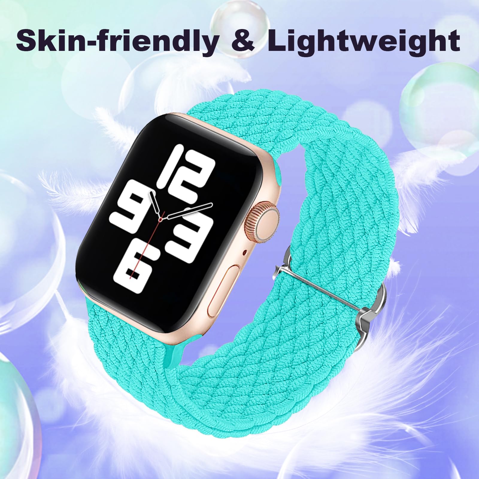 Compatible for Apple Watch Band 38mm 40mm 41mm 42mm 44mm 45mm 49mm for Women Men, Braided Sport Wristband Strap for iWatch Bands Series 9 8 7 6 5 4 3 2 1 SE Ultra