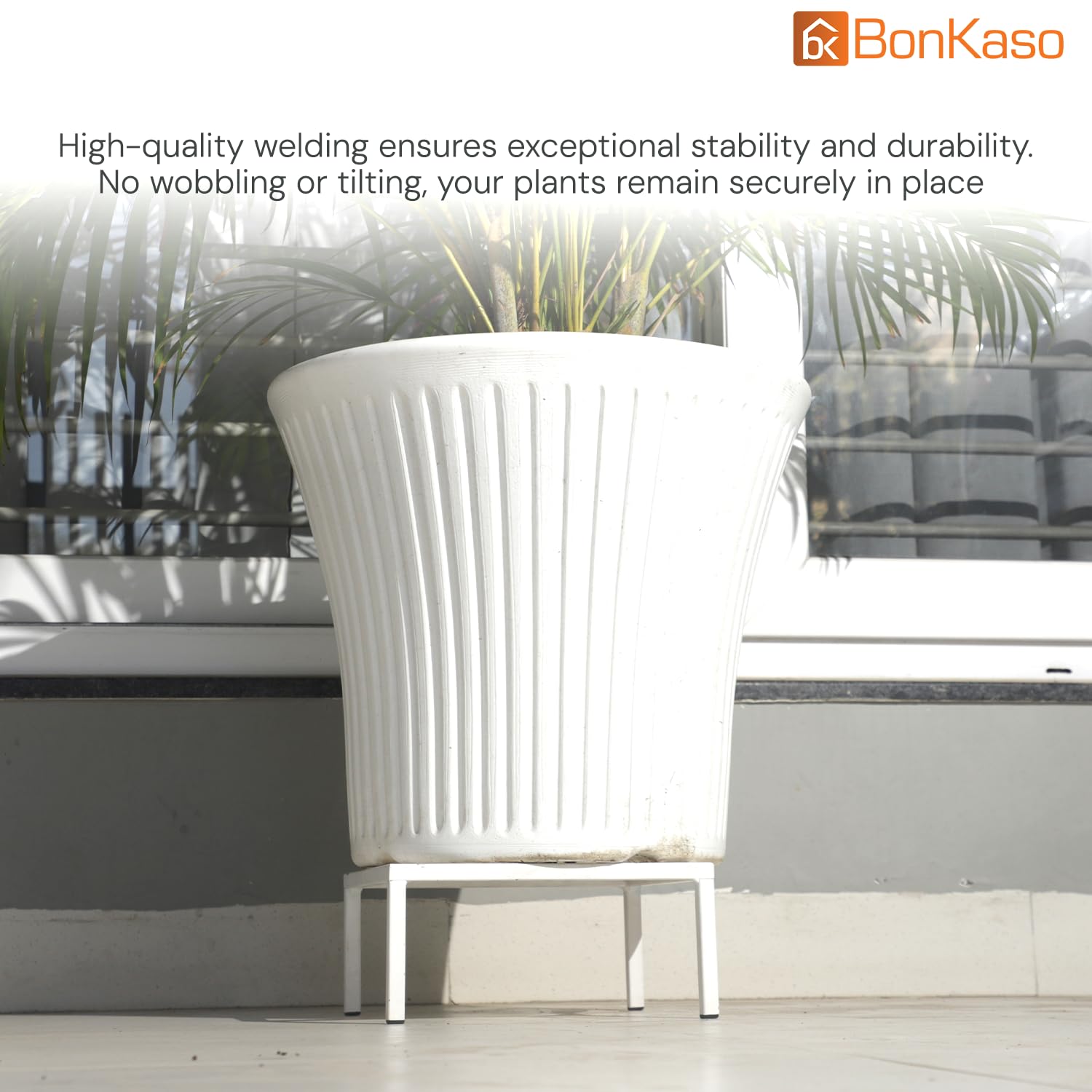 BonKaso Plant Stands - 2 Heavy Duty Metal Planters -3