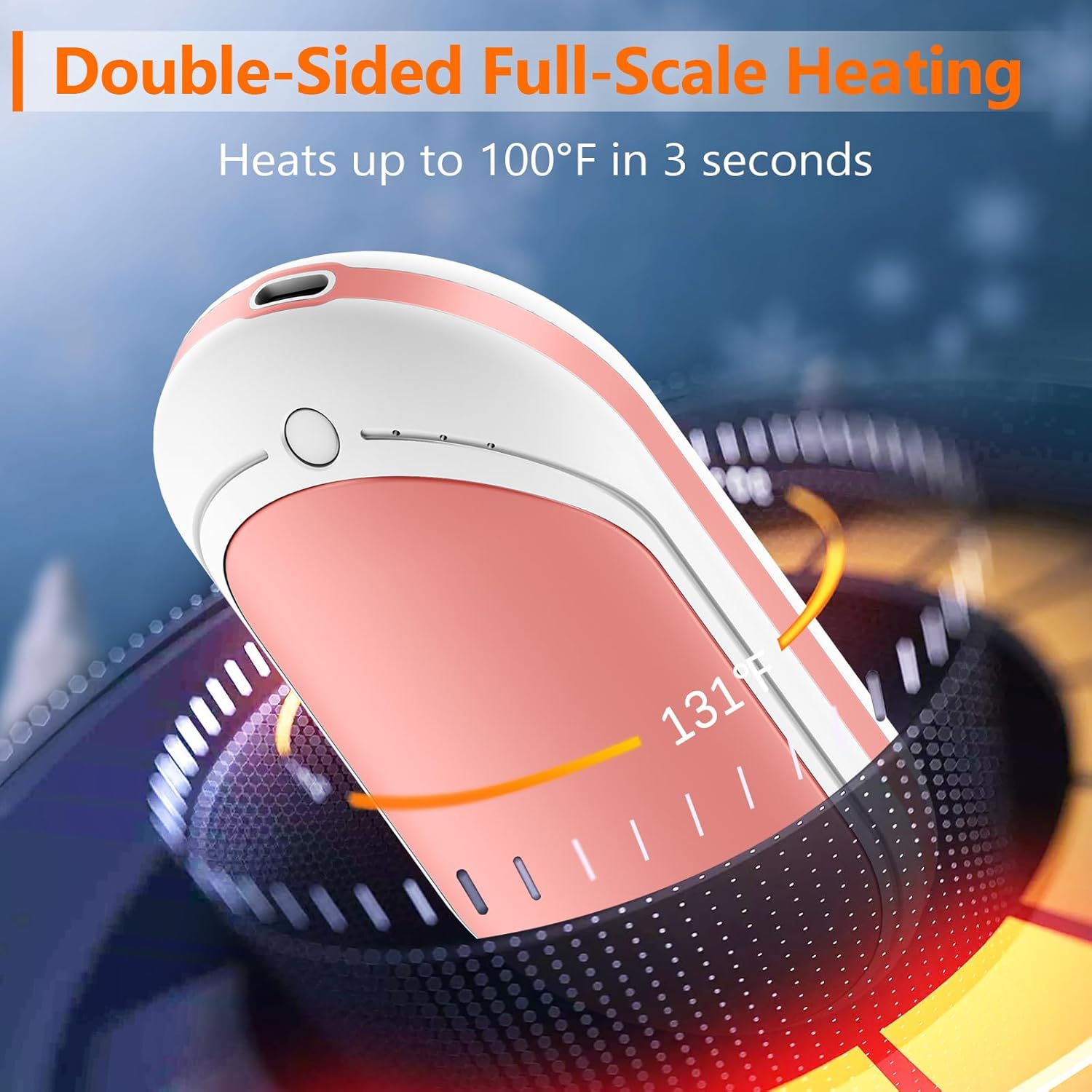 BESKAR Rechargeable Hand Warmer, 5200mAh Electric Hand Heater, Double-Sided Heating, USB Quick Charge, Portable Pocket Hand Warmer for Outdoor, Golf, Raynauds - Winter Gift - Image 2