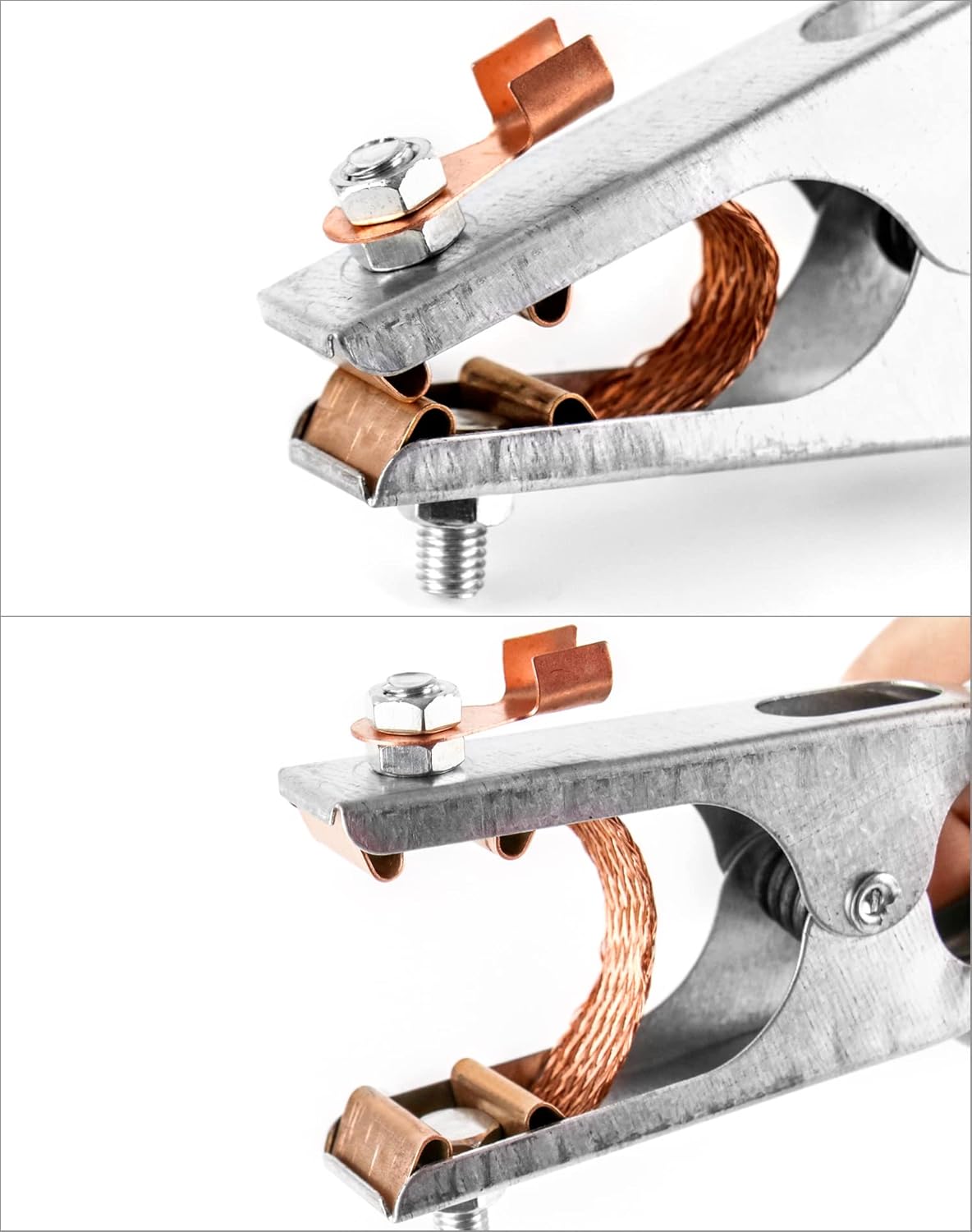 QWORK Copper Welding Ground Clamp, 4 Pack - Electroplated Earth Clip for Manual Welder