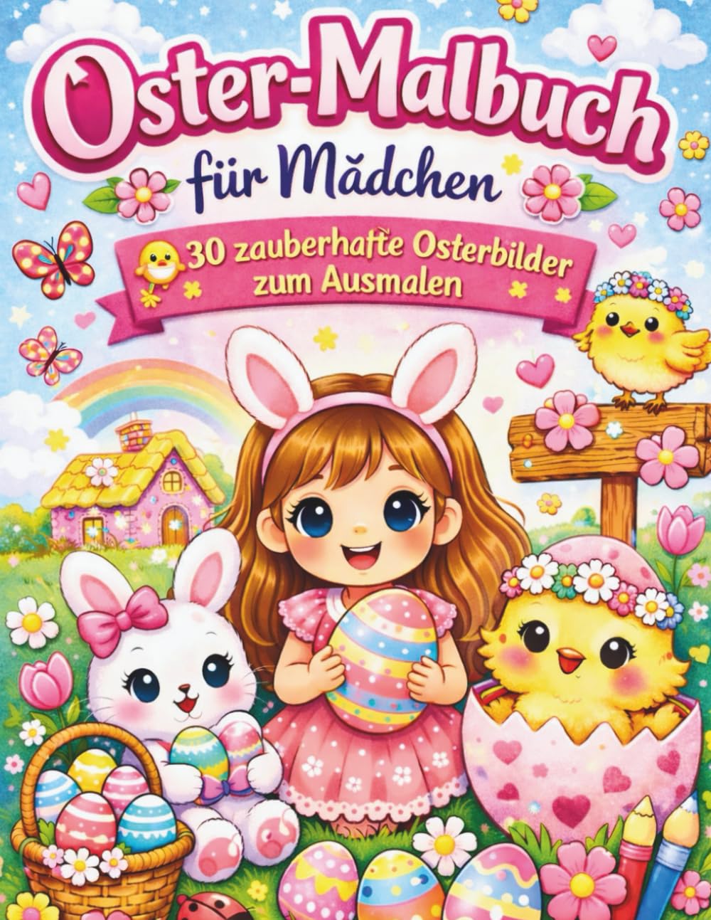 Ostern Malbuch für Kinder: 30 niedliche Ausmalbilder mit Osterhasen, Küken und Frühlingsmotiven – Malspaß für Kinder ab 5 Jahren