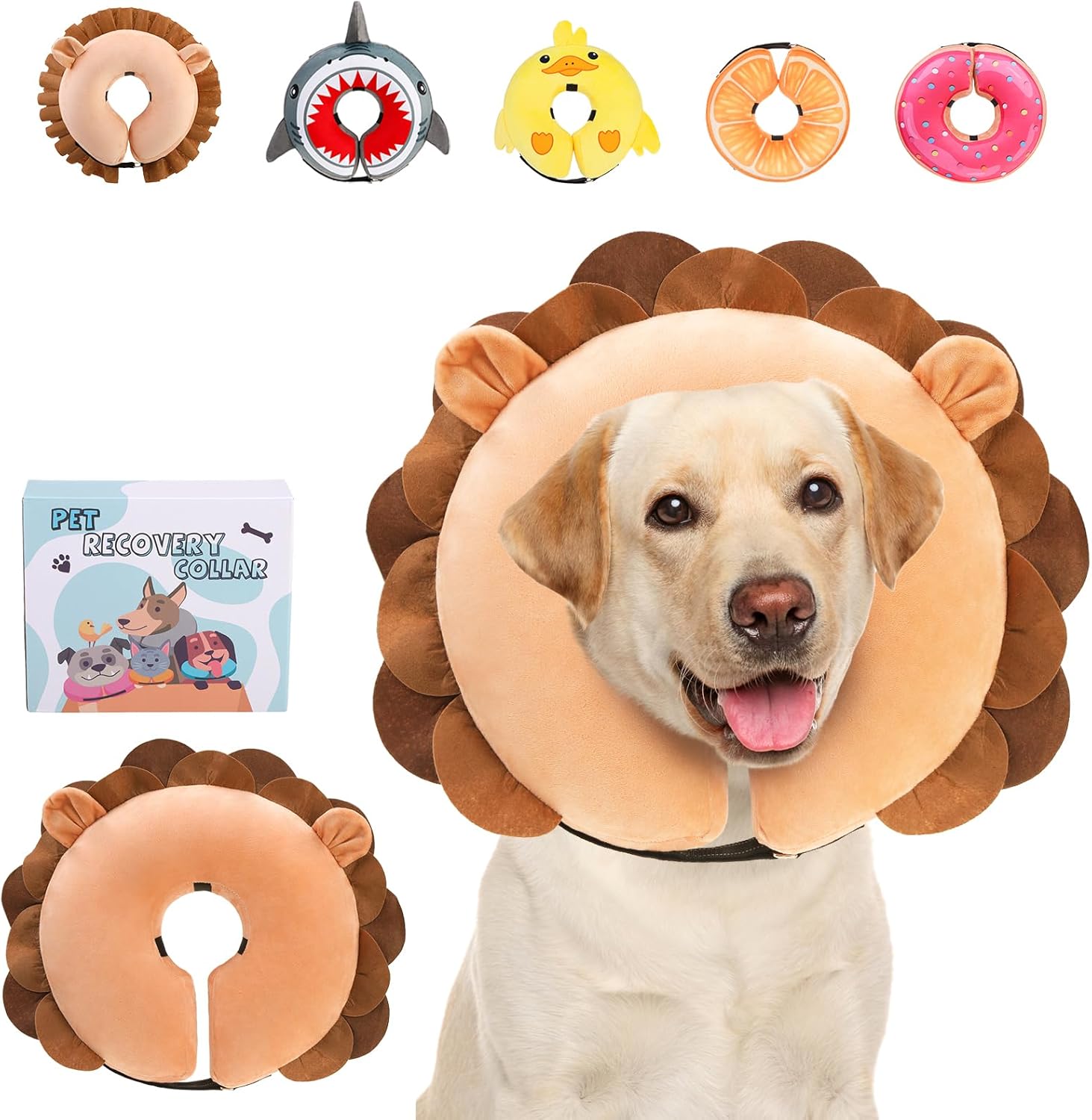 KOOLTAIL 犬用コーンカラー 手術後の代替品 ソフト 空気注入式 ペットネックコーン 中型大型犬用 調節可能な子犬 ドーナツ回