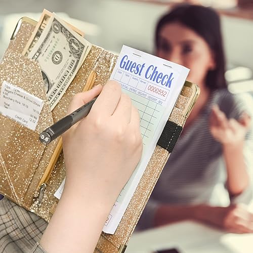 Miniatura 4 de DGBDPACK Libreta de servidor - Libretas de servidor para camarera con bolsillo con cremallera, 6 compartimentos, cartera organizadora de dinero de