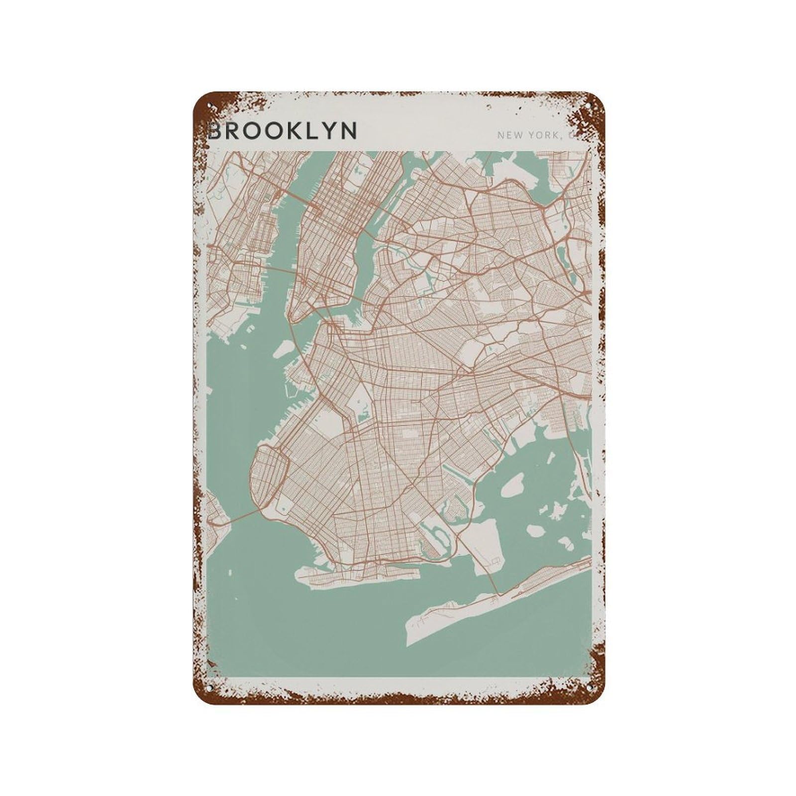 xiaoxiaoshen Brooklyn Map New York Travel Gift Scandi (2) Wall Decor Art Metal Tin Poster Modern Home Decor Art Home Bar Shop Decorations Vintage Sign 30x20cm
